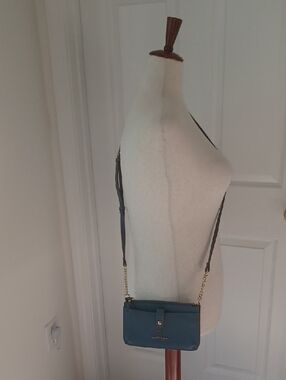 Nanette Lepore Dark Teal Crossbody Bag with Gold Chain